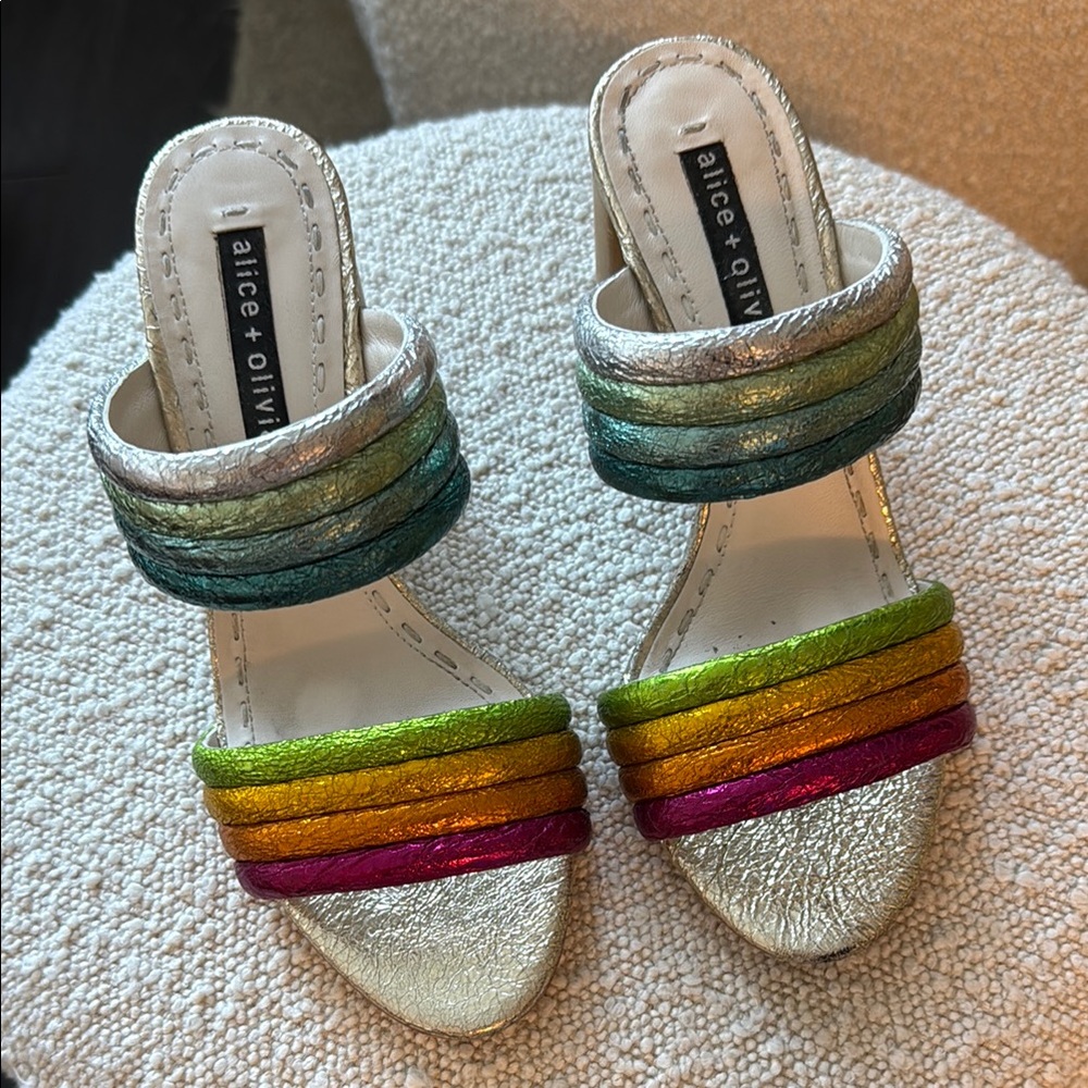 Alice + Olivia Lori Metallic High Heel Sandals